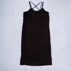 NWT Lane Bryant Black Ribbed Knit Stretch Cross Strap Maxi Dress Plus Size 18/20